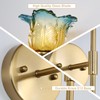 XIYOUVE 2 Pack Gold Wall Sconce with Modern Flower Glass