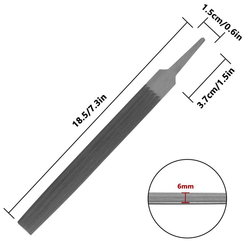 KALIM Half Round Medium Cut File, Double Cut Teeth, 6''
