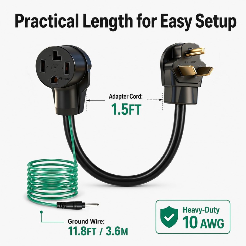 4 Prong to 3 Prong Dryer Plug Adapter, NEMA 10-30P