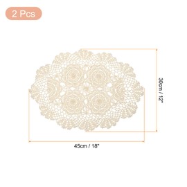 sourcing map 2 Pcs 18x12 Inch Handmade Crochet Doilies, Polyester Cotton Table Placemats Table Crochet Placemats for Dining Table Kitchen Parties, Beige