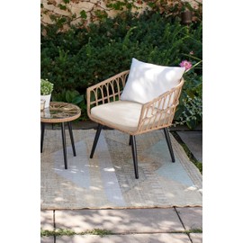 ZSLUKEJJ Waterproof Patio Chair Cushion - 19"x 19"x 3" Outdoor Seat Cushion for Patio Furniture with Adjustable Ties, Durable & Comfortable, Beige