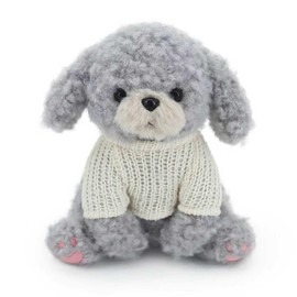 JamieCare 10'' Plush Dog Stuffed Animal with Knitted Sweater, Gray