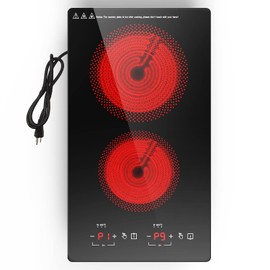 POTFYA Double Electric Cooktop,110V 2100W Electric Stove Top, 9 Power Levels,Kids Lock & Timer, Hot Surface Indicator, Overheat Protection,Built-in Radiant portable electric stove