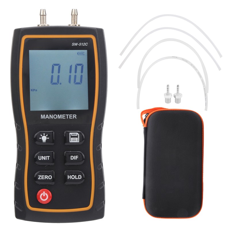 SW‑512C Digital Manometer HVAC Air Pressure Meter Gauge Differential Air