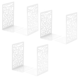 KOHAND 3 Pairs Metal Bookends, White Book Ends for Shelves, Tree of Life Decorative Book Stopper for Home Office Library Bookshelf