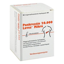 Pancreatin 20,000 Laves Micro Gastric Juice Capsules, Pack of 50