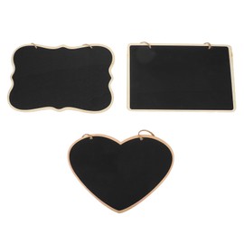 jojofuny 3Pcs Vintage Wooden Chalkboard Sign Heart Geometric Shapes Reusable Message Boards for Shop Office Memo Shopping Lists Easy to Clean
