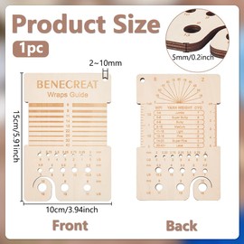 BENECREAT 3.9x5.9inch Wooden Knitting Needle Gauge, Double Sided Engraving Yarn Wrap Guide Board Knitting Tool for Spinners Yarn Measuring Crochet Accessories