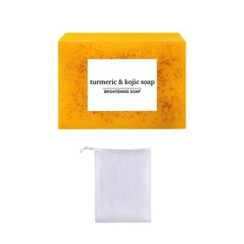 OUHOE 3PCS Lemon Turmeric KojicAcid Soap, Turmeric &Kojic Acid Brightening Soap, DarkSpot Remover,Kojic Acid Soap, Soap Body CareBody WashLemon Flawless Organic - Specification: 1 Counts Soap+1 Counts Soap Bag