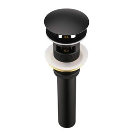 Purelux Pop Up Drain Stopper With Overflow for Bathroom Faucet Vessel or Vanity Sink, Matte Black Finish