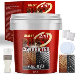 SMAPHY 2-in-1 Rust Converter & Metal Primer, 35 Floz Semi-Gloss Black Rust Inhibitor Paint for Metal, Maximum Rust Protection, Stop Rust & Corrosion Permanently
