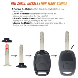 Sianxaido KR55WK49308 Key Fob Shell Case Compatible with Accord Civic CR-V CR-Z Crosstour Fit HR-V Insight Odyssey Pilot Ridgeline S2000 TL TSX ZDX