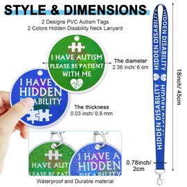 Mental Health Awareness Lanyard with Autism Tag Card, Includes Neck Lanyard and PVC Autism Tag, 2 Styles (8 Pieces)