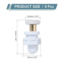 sourcing map 19mm Shower Door Rollers, Sliding Shower Doors Runners Wheels Replacement Copper Rod Pulley for Bathroom Glass Doors 4-6mm, White 8 Pcs