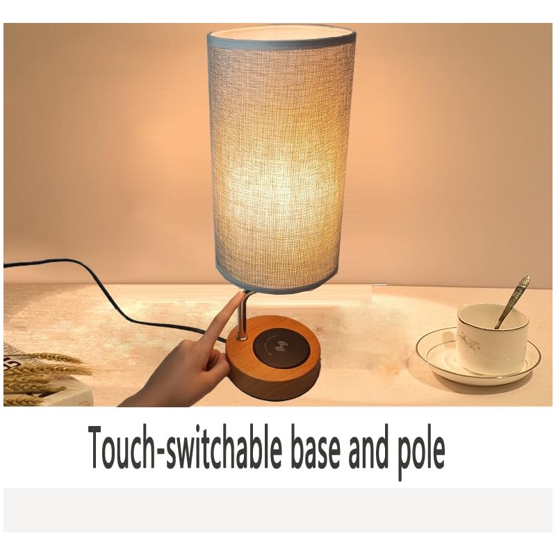 YNDD Bedside Lamp with Charging Function, Wireless Charging Table Lamp