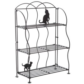 Lily's Home Cat Lovers Black Metal Countertop Wire Shelf Rack, Great for Household Items, Kitchen Organizer, Bathroom Storage and More. Foldable. 3-Tier