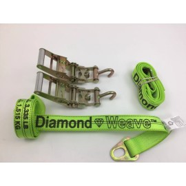 AutoHauler Supply Two Pack Mini 10,000 lb 6 inch Ratchet with Finger hook and Hi-Viz Green Diamond