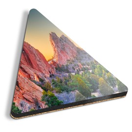 1 x Triangle Coaster - Garden of the Gods Colorado Springs USA Cork Backed MDF Glossy Tea Coffee Accessory #50997
