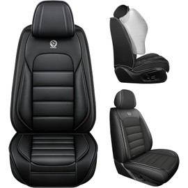 Bitablue Seat Covers for Ford Taurus 2000-2019 Nappa Leather Car Seat Cover Compatible Airbag Seat Protector Waterproof Auto Seat Covers(Classic Black,Front Set)