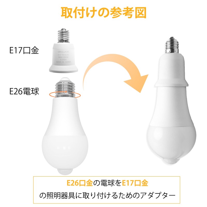 ORALUCE E17-E26 Base Conversion Adapter, E17 E26 Conversion Socket, E26
