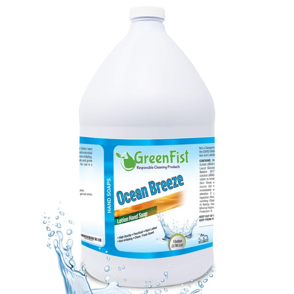 GreenFist Lotionized Hand Soap [ Liquid Gel Refill ] Made in USA, 128 Ounce (1 Gallon) (Ocean Breeze)