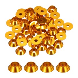 QUARKZMAN M3 Cone Cup Washers Anodized Aluminum Gaskets for Screws RC/FPV/PC/Drone/Mechanical Accessories Model Parts, Pack of 50 (Gold)