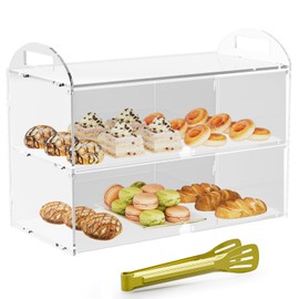 Cityjoy Cupcake Display Case with Handle – 19x 9.5x 11.8″ Commercial Bakery Showcase –Large bread box Transparent Acrylic Food Display for Desserts, Donuts, Cakes, Pastries – Easy to Clean & Assemble