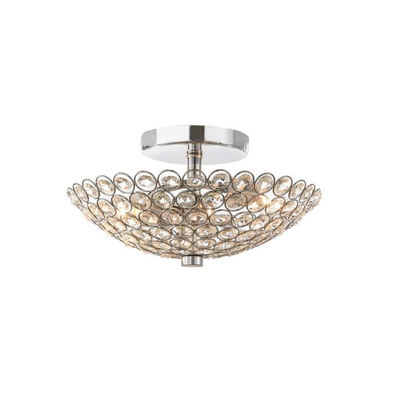 Home Decorators Barclay 2-Light Chrome and Crystal Flush Mount