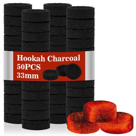 50PCS Hookah Charcoal Briquettes - Charcoal Tablets Incense Burner Hookah Coals Charcoal Burning Discs Resin Burner Natural Charcoal Instant Fire Grilling Quick Light Hookah Shisha Supplies