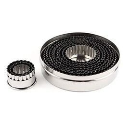 O'Creme Round Stainless Steel Fluted Pastry Cookie Cutter Set of 12 Pieces