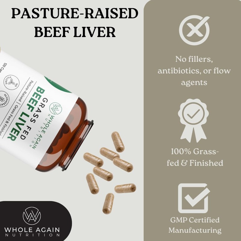 Grass Fed Beef Liver Capsules - 100% Pasture Raised -