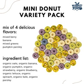 No Furries Delights 100% Organic & All Natural Treat for Rabbit Hamster Guinea Pig Chinchilla Pet Rat Mice, 15pcs Mini Donuts Variety Pack (30g)