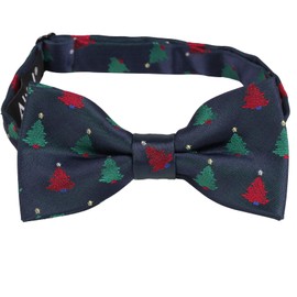 Alizeal Toddler Navy Background with Christmas Tree Pattern Pre-tied Party Bow Tie, 010-S