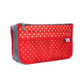 Periea Chelsy Handbag Organizer Insert (Red with White Polka-dots, Small)