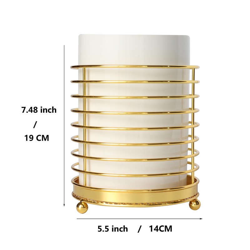 SIEBOLD Kitchen Counter Utensil Holder Gold Ring Metal Frame and