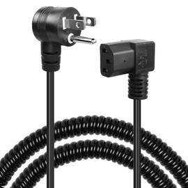 GELRHORN 4.9Ft 90 Degrees 3-Prong NEMA 5-15P to IEC 320 C13 Power Spring Cord,10A 250V/15A 125V 18WAG Down Angle NEMA 5-15P to Left Angle C13 AC Power Cable for Monitor, PC, Printer, Scanner