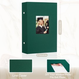 Miaikoe Photo Album 6x4 300 Pockets Slip in Large Capacity Album for Family Wedding Anniversary Linen Album Book Holds 300 Horizontal 10x15cm Photos(300 Pockets, Dark Green)