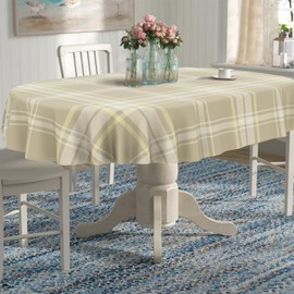 uwdfnwuif Plaid Oval Tablecloth Farmhouse 60"x84" Waterproof Table Cloth Washable Fabric Table Cover for Indoor/Outdoor Home Kitchen Dinner Decor