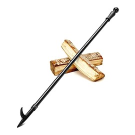 BeBecome 46'' Fireplace Poker, Camping Fire Poker for Fire Pit Outside, Heavy Duty Outdoor Indoor Fire Stoker, Firepit Tools Accessories for Party Campfire Black