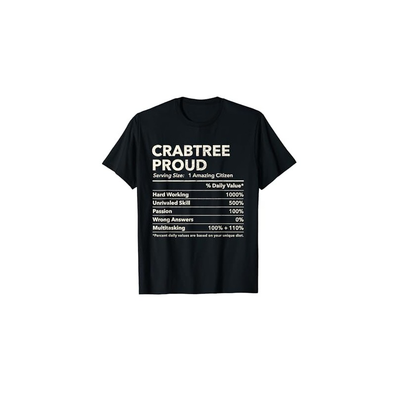 Crabtree, Pennsylvania Proud Nutrition Facts T-Shirt