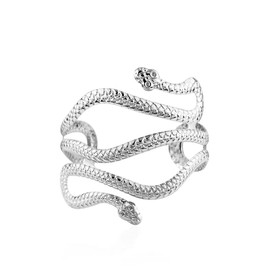 A-yeite Silver Plated Snake Bracelet for Women Boho Punk Upper Arm Cuff Bracelet Bangle Open Wide Armlet Summer Beach Holiday Party Jewelry