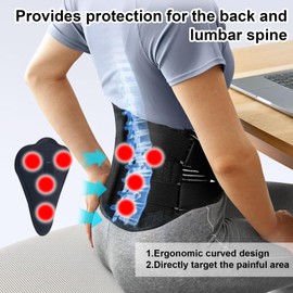 M MOACC Back Support Belt with 7 Metal Supports and Removable Lumbar Pad for Men and Women, Lumbar Support Belt with Breathable Mesh (M)