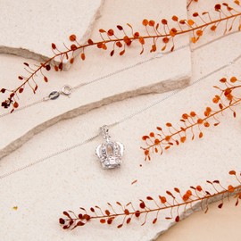 Tuscany Silver Cubic Zirconia Crown Pendant on Curb Chain 46cm/18"