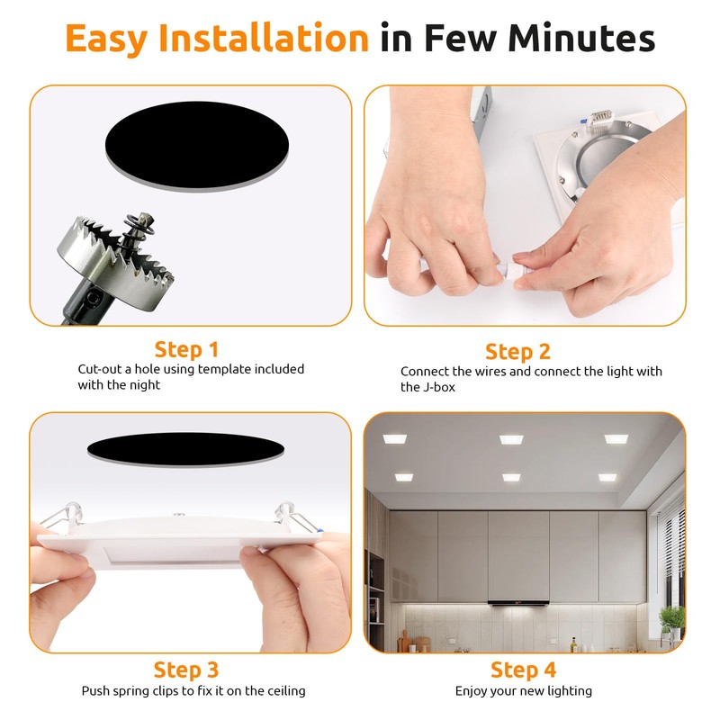 HONZIN Square LED Recessed Lighting 4 Inch, 5CCT Ultra Thin