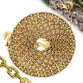 SENKEYFE G80 Safety Binder Chain 1/4"×20 FT Heavy Duty Chain Wll 3300 Lbs Break Strength for Towing Log Trailer Safety Chain with Hooks for Transporting Towing Truck Tie Down Binding Equipment