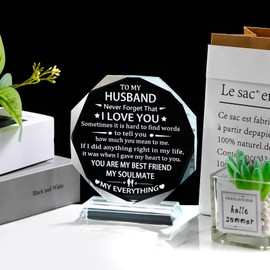 Movdyka Husband Gifts from Wife, for Husband, Crystal Keepsake Home Decor, Best Birthday Gifts for Husband Anniversary Valentine Christmas Wedding Gifts to My Husband