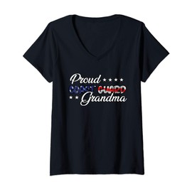 Womens Bold Flag Proud USCG Coast Guard Grandma V-Neck T-Shirt
