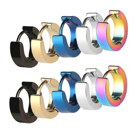 CrazyPiercing Stainless Steel Mens Womens Hoop Earrings Piercings Huggie Hypoallergenic (5 Pair)
