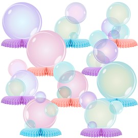 Weekgrat 10 Pcs Bubble Centerpieces Under The Sea Party Honeycomb Decorations Mermaid Birthday Table Decorations for Ocean Beach Mermaid Theme Birthday Party Decoration