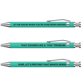 MilkToast Brands Funny Passive Aggressive Pens - 3 PCS Retractable Sarcastic Ballpoint Pens with Hilarious Quotes and Smooth Black Ink – Novelty Office Gag Gift for Coworkers & Friends